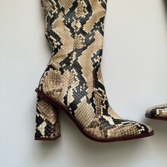 NWOB Vince Camuto Dreven over the knee snakeskin boots tall square toe boots - Picture 4 of 11